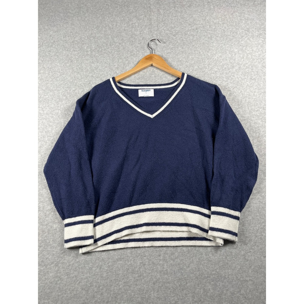 Old Navy Sweater Womens S Blue V-Neck Cricket Dark Academia Old Money Preppy
